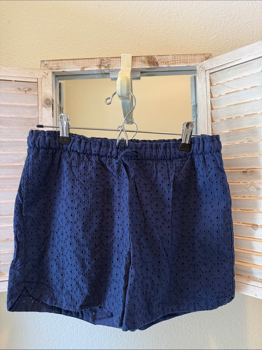 Cat & Jack Navy Eyelet High-Waist Shorts